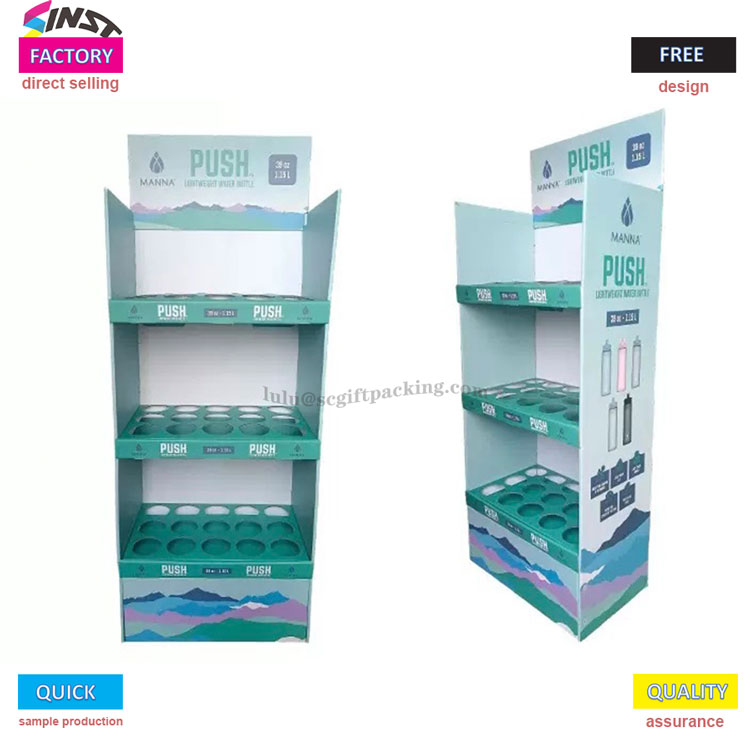 Cardboard Carton Floor Display Pastor para la botella de agua de Supermarke